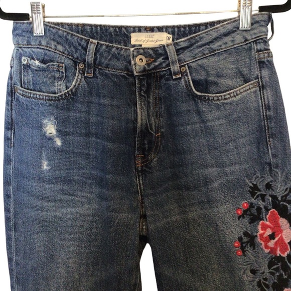 L.O.G.G. H&M Vintage High Waisted Embroidered Straight Jeans Size US 8 - Picture 6 of 10